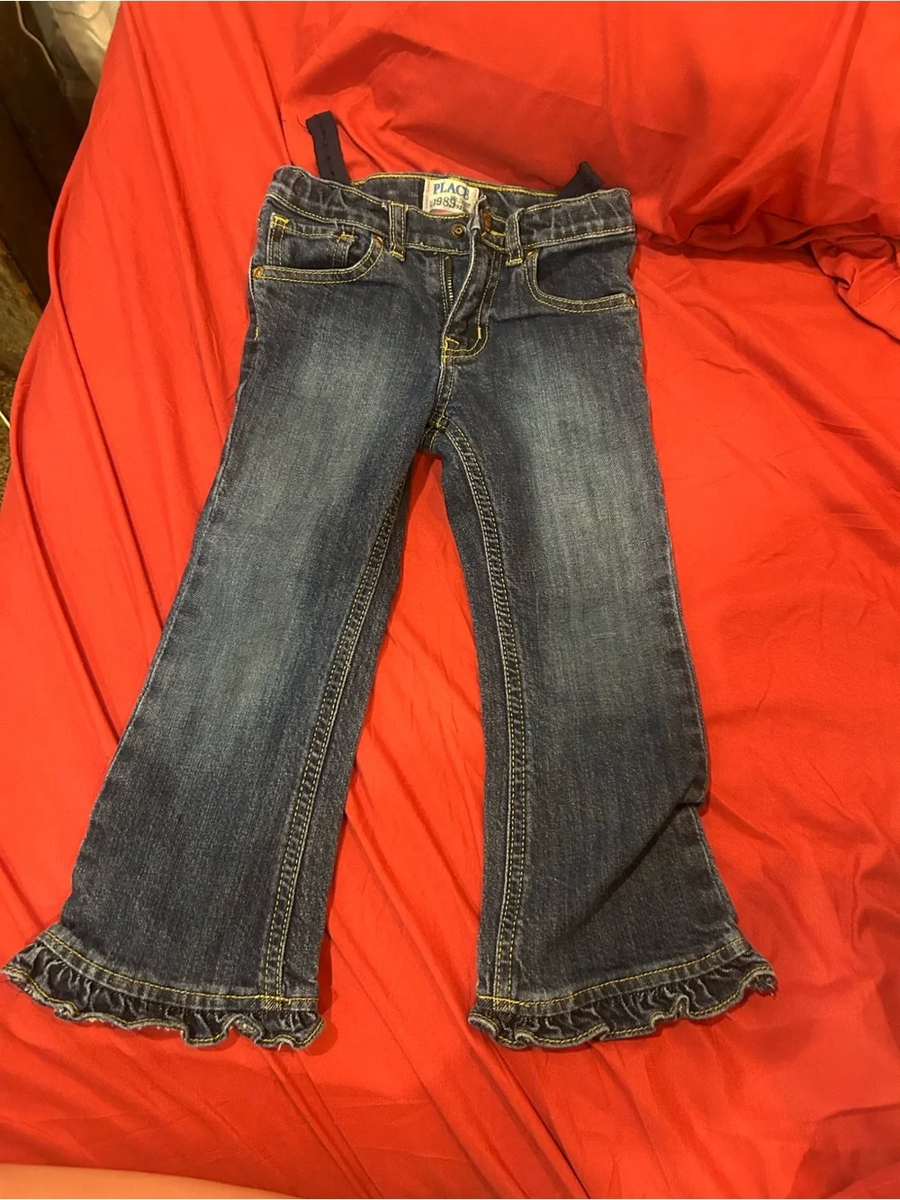The Children's Place Dark Blue Ruffle-Hem Jeans